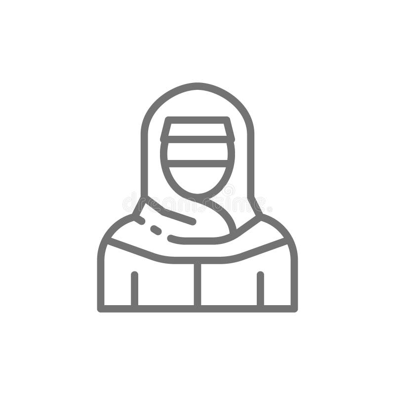 Muslim woman in niqab, traditional arabic dress line icon. royalty free illustration Muslim woman in niqab, traditional arabic dress line icon. royalty free illustration