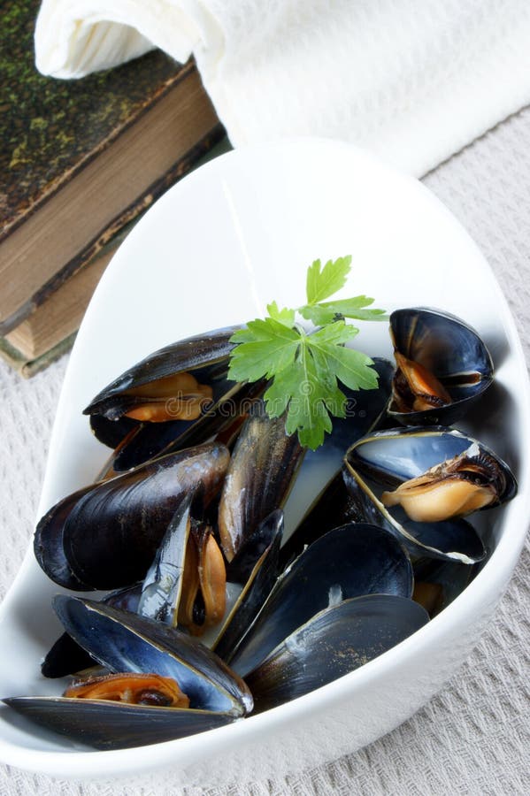 Mussels Cooked with White Wine Sauce Stock Image Image of coriander
