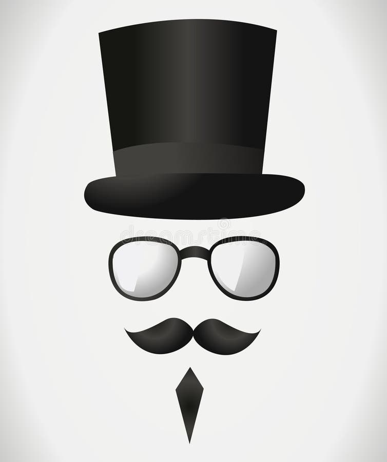 Mustache hat glasses stock vector. Image of hairstyle 