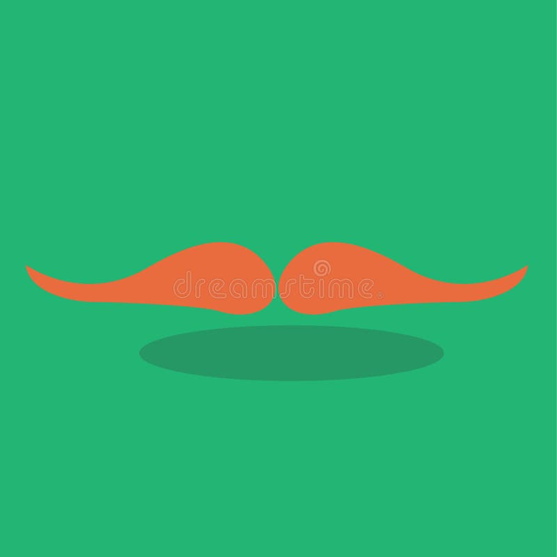 Hat with Mustache on an Orange Background Stock Vector Illustration