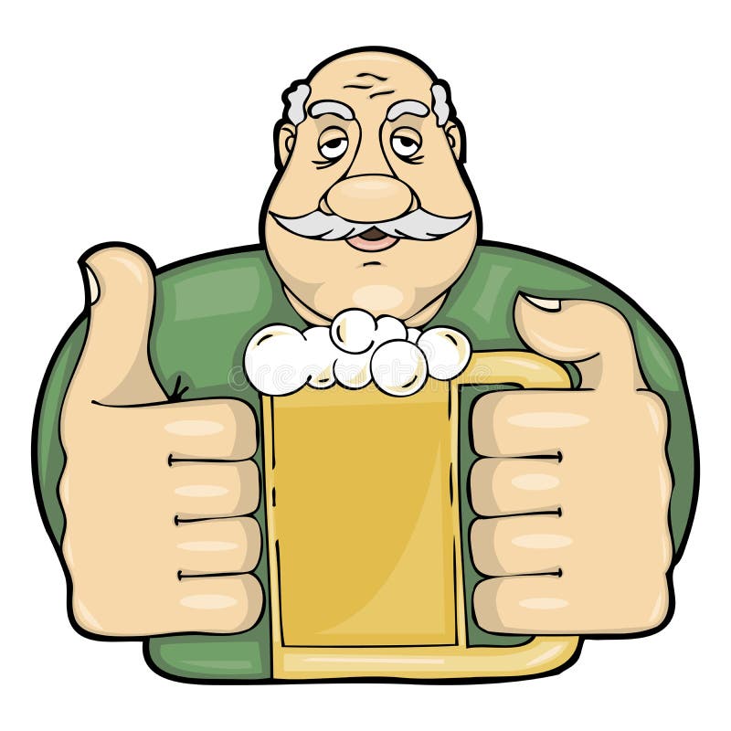 Mustachioed Man with a Glass of Beer Stock Vector - Illustration of ...