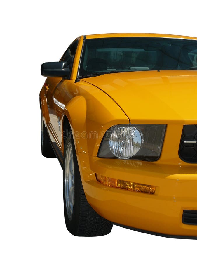 A yellow american car mustang