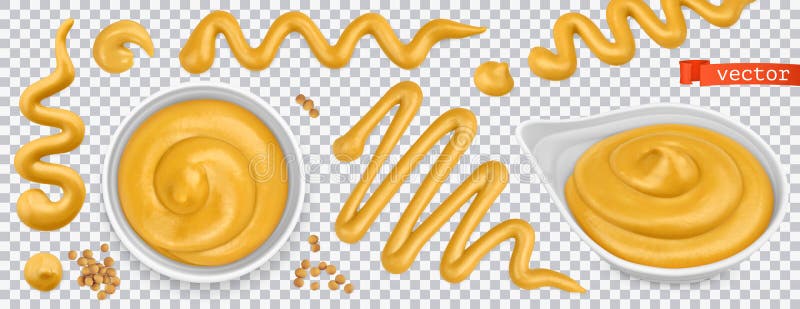 Mustard 3d vector realistic set vector illustration
