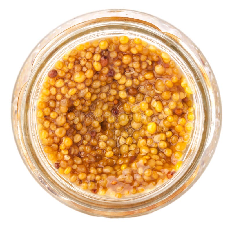 Mustard Sauce in Glass Jar, Top View Stock Image Image of isolated