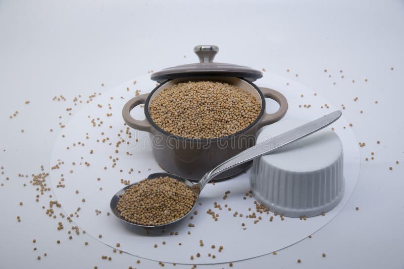 Mustard seeds in a kitchen stock photo. Image of mustard 236479244
