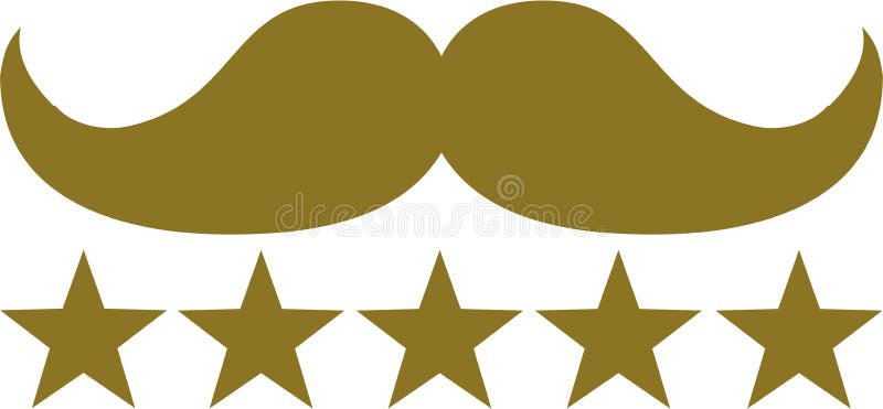 Mustasch med fem guld- stjärnor royaltyfri illustrationer