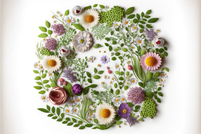 Muster frischer Wildblumen auf weißem Hintergrund. generative Hilfe stock abbildung