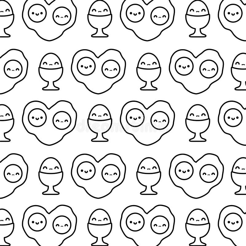 Muster köstlicher Eier kawaii Stil stock abbildung