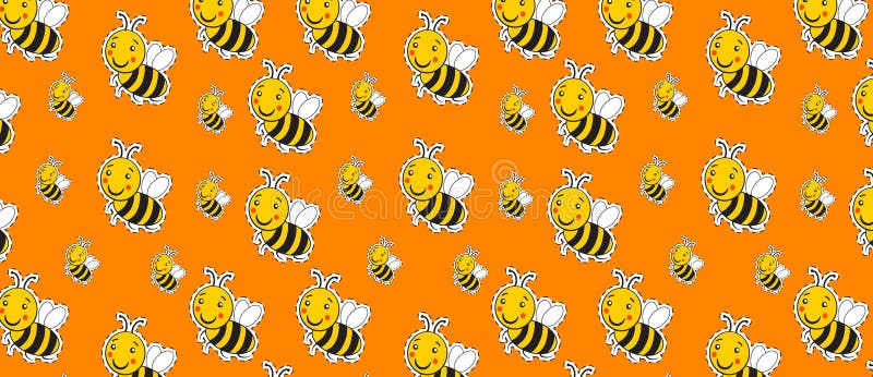 Muster mit nettem gestreiftem kleinem Hummel- oder Honigbienenlogo stock abbildung