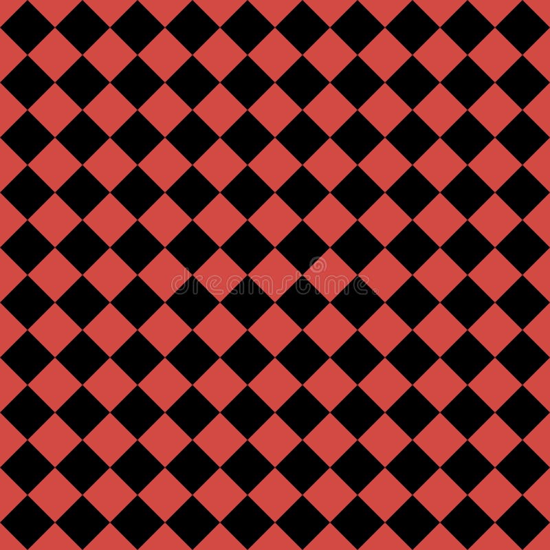 Muster schwarzer und roter Busse Diagonaler, karierter Hintergrund Diagonal-Schachmuster Argyle plaid Nahtlose Stoffstruktur Vector-Illustration