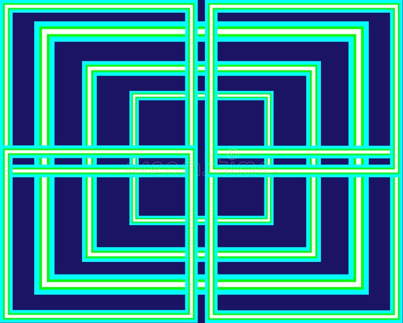 Muster stellte hellgrüne Neonquadrate auf blauem Hintergrund ein stock abbildung Muster stellte hellgrüne Neonquadrate auf blauem Hintergrund ein stock abbildung
