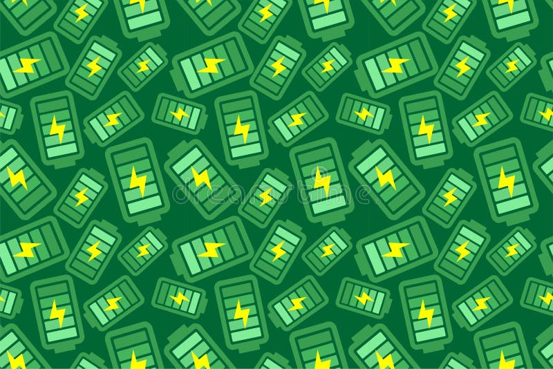 Mustergekritzelkarikatur-Arttapete der grünen mobilen Wiederholung der Batterievollmacht elektrischen nahtlose stock abbildung
