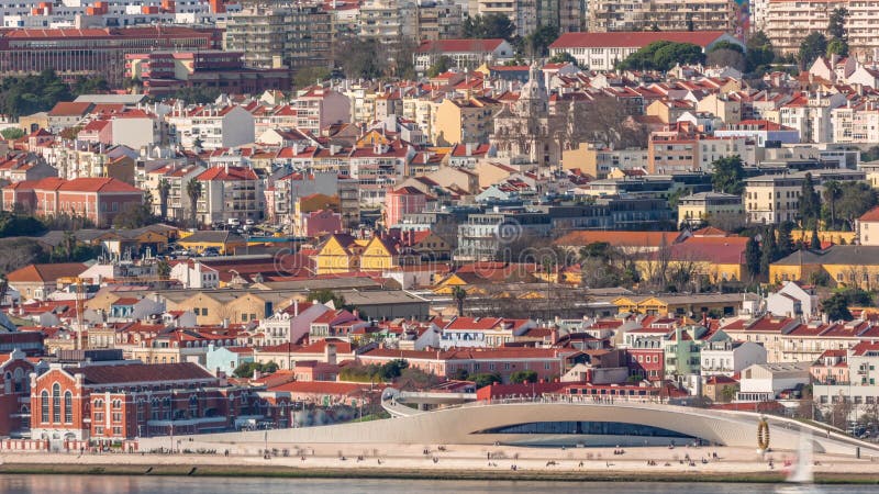 Musée de arte arquitetura et tecnolocia ou maat au rio tejo à belem près du musée de l'électricité timelapse