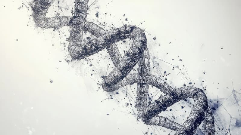 Mutation collapsing DNA strand stock illustration