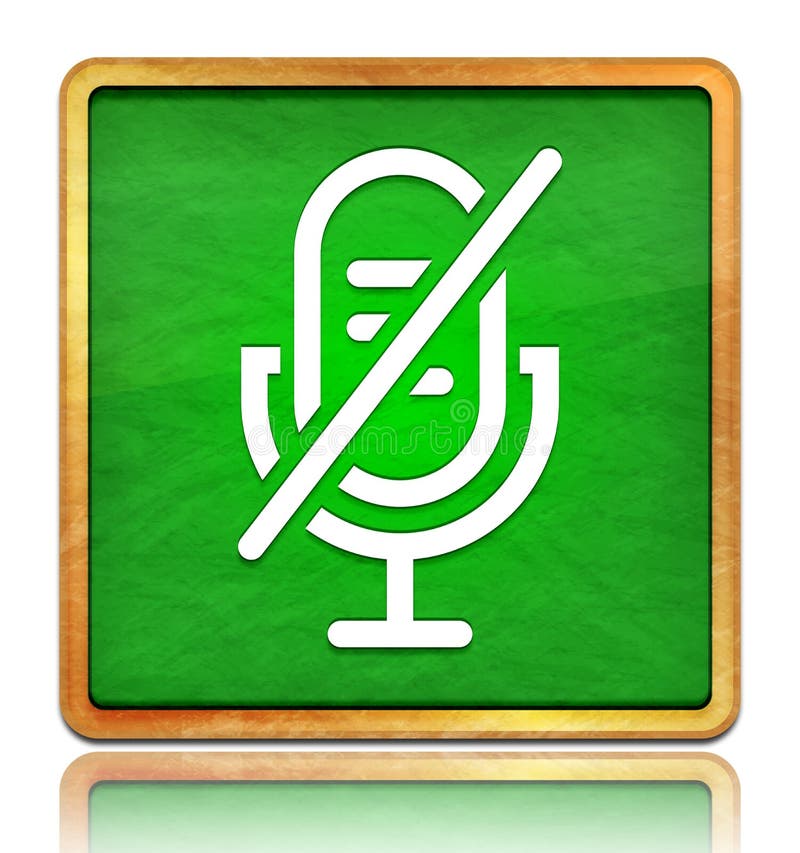 Mute microphone icon chalk board green square button slate texture wooden frame concept isolated on white background with shadow vector illustration Mute microphone icon chalk board green square button slate texture wooden frame concept isolated on white background with shadow vector illustration