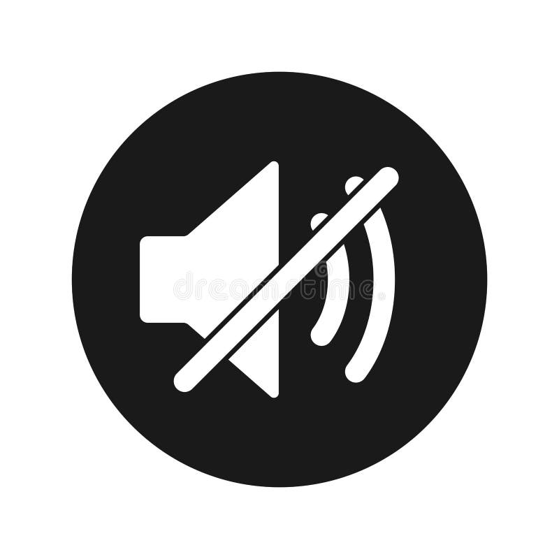 Mute Speaker Icon Flat Black Round Button Vector Illustration Stock