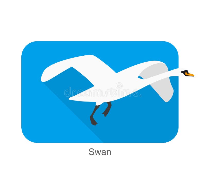 Mute Swan Flat Icon Design, Cartoon Vector Illustration Stock Vector