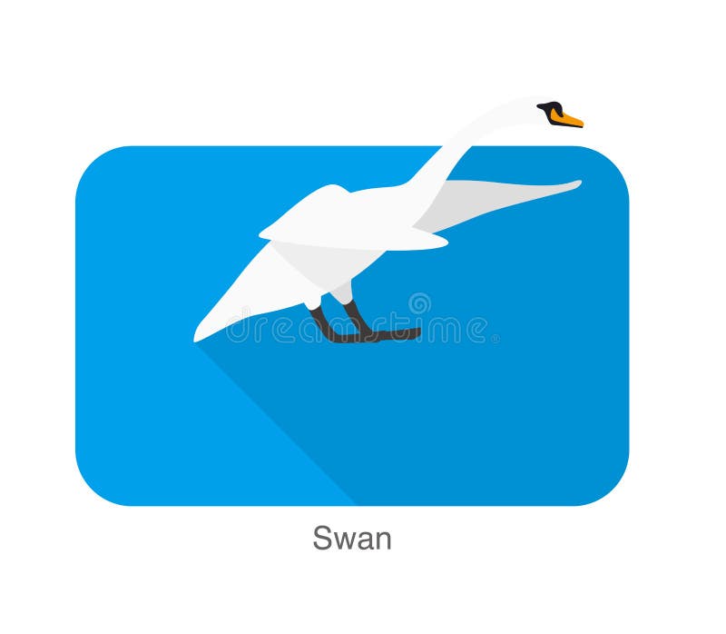 Mute Swan Flat Icon Design, Cartoon Vector Illustration Stock Vector