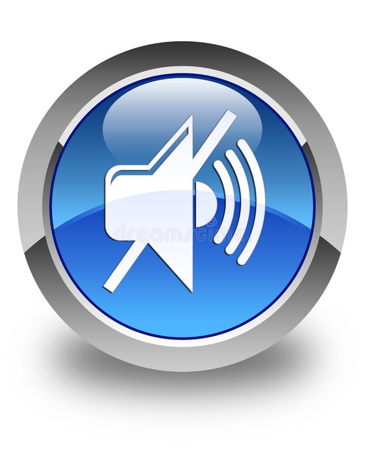 Mute Volume Icon Glossy Blue Round Button Stock Illustration