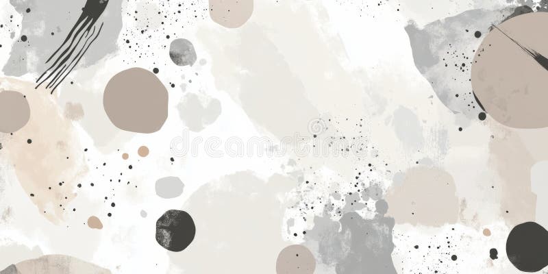 A muted grey background with abstract splashes of paint and ink in varying shades of grey. The royalty free stock image