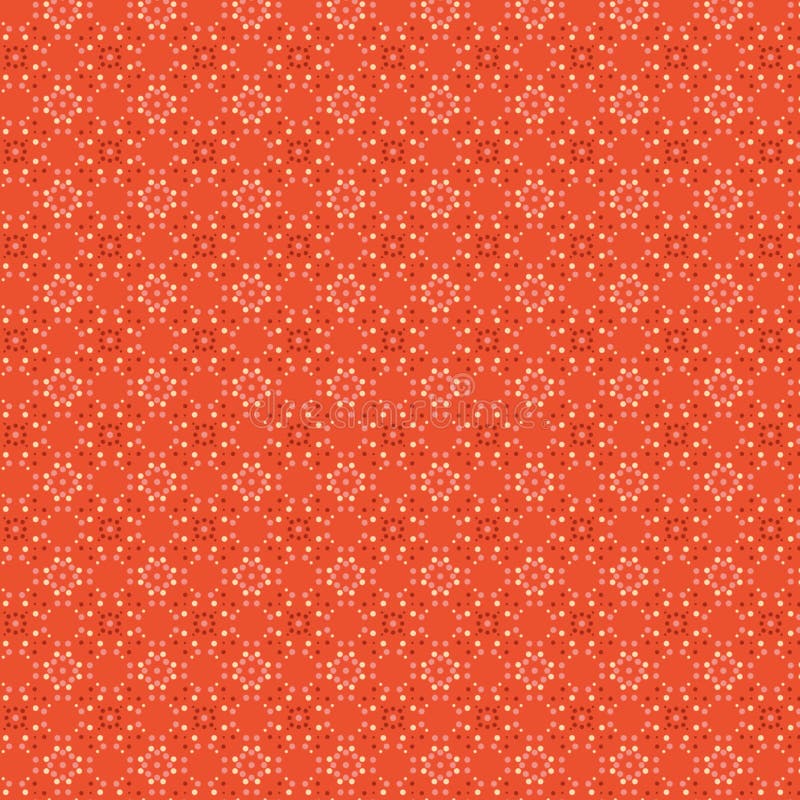 Muted White, Pink and Red Polka Dots on an Orangered Pink Background