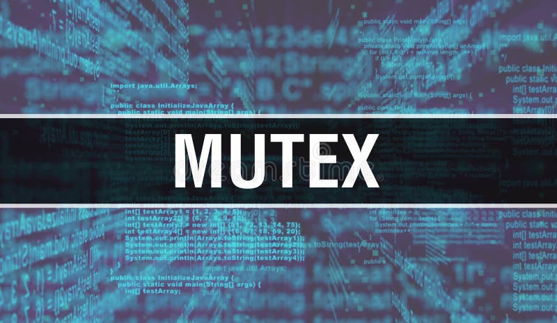 Mutex cu text de cod Java digital. Mutex și concept vectorial de codificare software pentru computer. Script de codificare programare Java, cod program digital cu Mutex pe ilustrația ecranului.