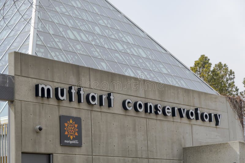 Muttart Conservatory Edmonton with Pyramids and Downtown Edmonton