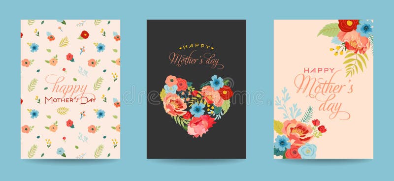 Mutter-Tagesgruß-Karten-Satz mit Blumen-Blumenstrauß Glückliche Mutter-Tagesblumenfahne Bestes Mutter-Plakat, Flieger-Frühlings-F stock abbildung Mutter-Tagesgruß-Karten-Satz mit Blumen-Blumenstrauß Glückliche Mutter-Tagesblumenfahne Bestes Mutter-Plakat, Flieger-Frühlings-F stock abbildung