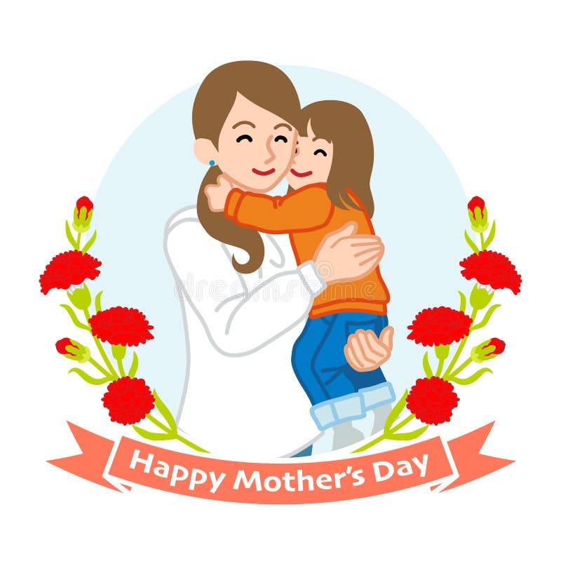 Mutter Umarmung Eine Tochter Mutter Tag Clip Art Vektor Abbildung Illustration Von Gluck Wort 214830573