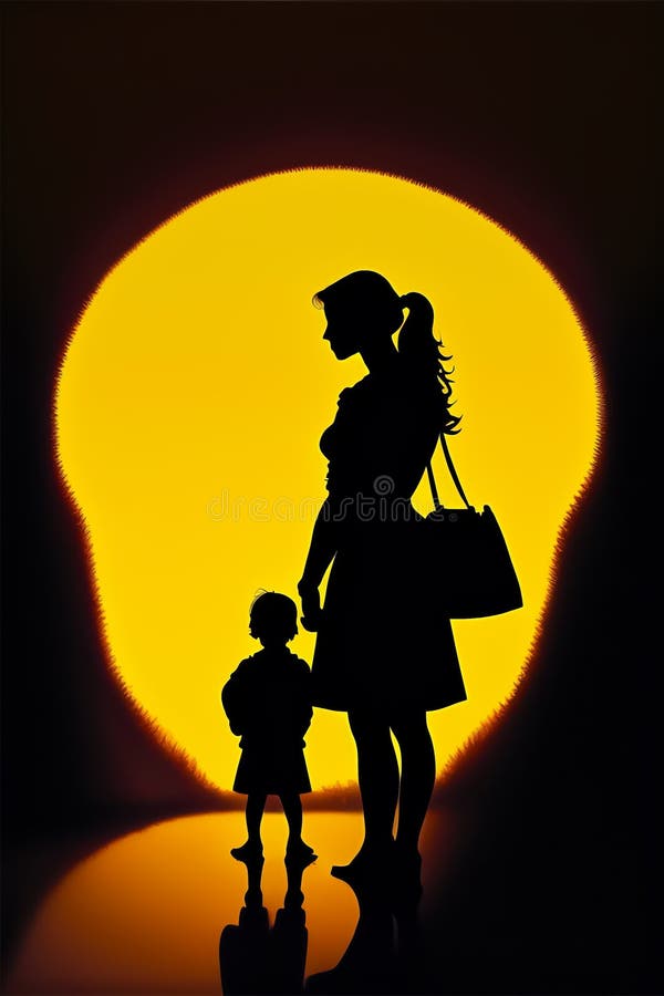 Mutter- und Sohn-Familienmütterschaft. Mutter und Sohn Silhouette. ai vektor abbildung