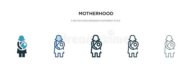 Mutterschafts-Icon in einer anderen Stil-Vektorgrafik zwei farbige und schwarze Vektor-Icons für die Mutterschaft, in Umrissen lizenzfreie abbildung