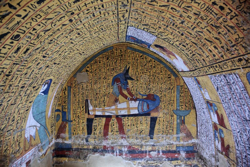 Muurschilderij en decoratie van tombÑŽ Luxor, Egypte royalty-vrije stock afbeelding Muurschilderij en decoratie van tombÑŽ Luxor, Egypte royalty-vrije stock afbeelding