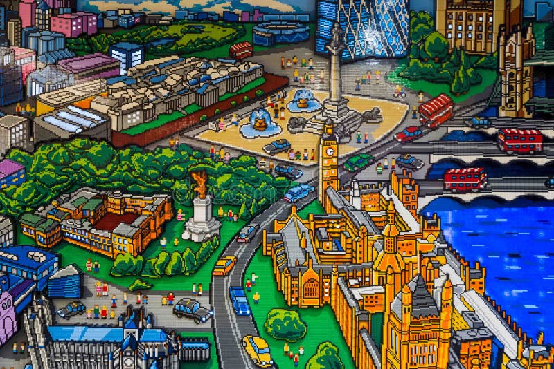Muurvertoning in LEGO Store in Londen royalty-vrije stock afbeeldingen Muurvertoning in LEGO Store in Londen royalty-vrije stock afbeeldingen