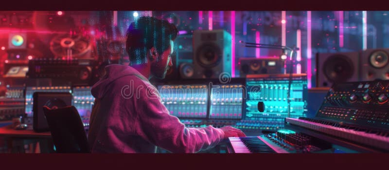 Muzician cu AI în Recording Studio AIG60 royalty free stock image