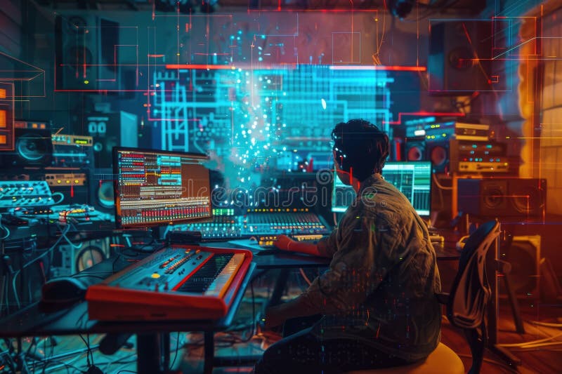 Muzician cu AI în Recording Studio AIG60 stock image