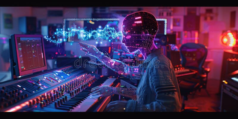 Muzician cu AI în Recording Studio AIG60 royalty free stock images