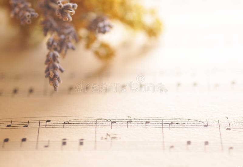 Muzieknota's met bloemen
