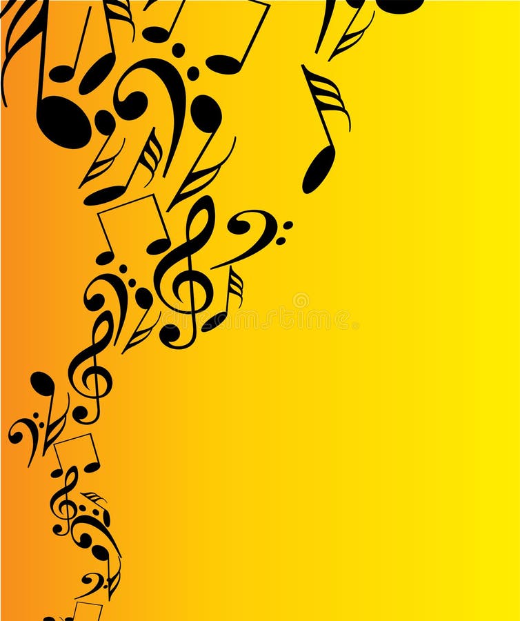 Muzieknotities op gele achtergrond