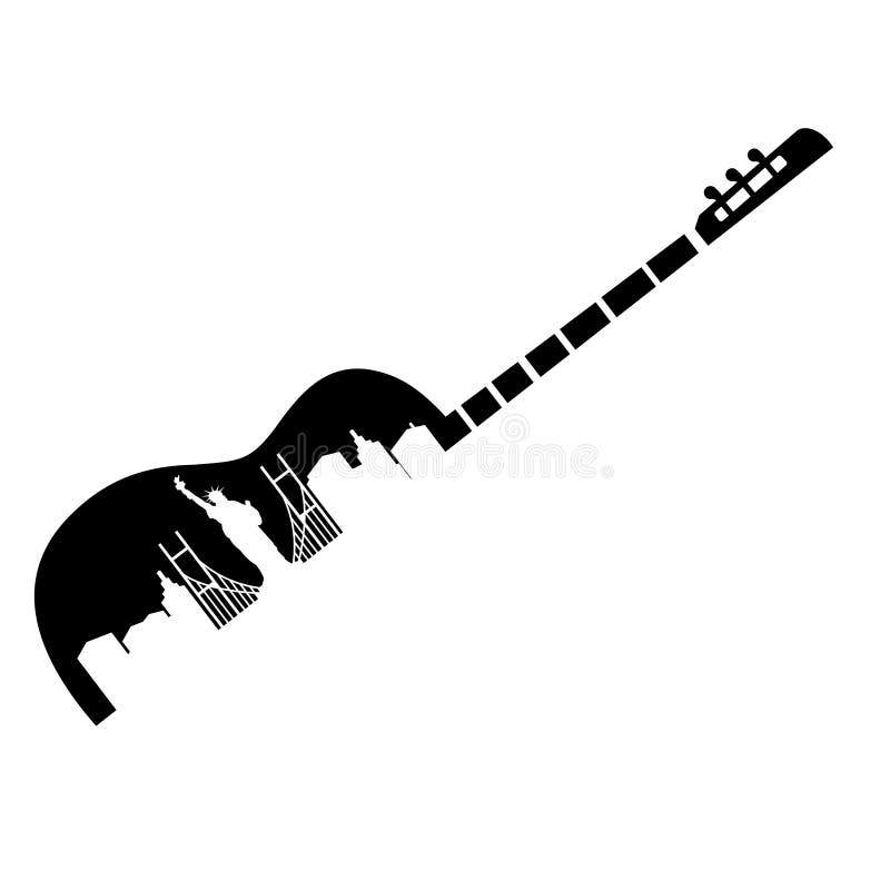 Muziekstad met gitaar vectorontwerp vector illustratie Muziekstad met gitaar vectorontwerp vector illustratie