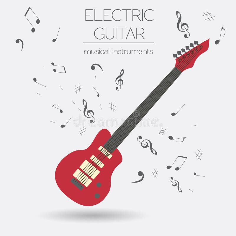 Muzikaal instrumenten grafisch malplaatje Elektrische gitaar royalty-vrije illustratie Muzikaal instrumenten grafisch malplaatje Elektrische gitaar royalty-vrije illustratie