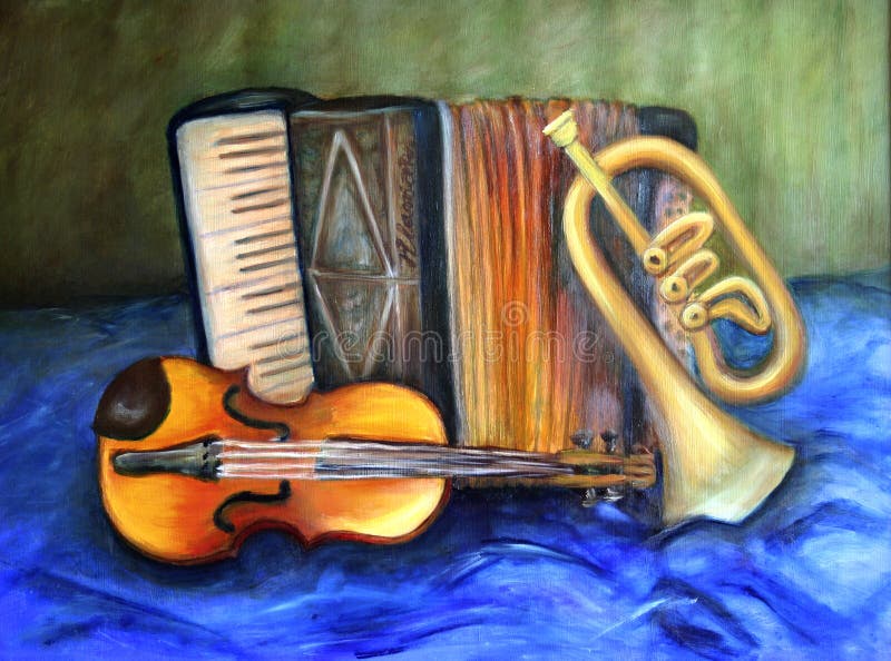 Muzikale instrumenten stock illustratie Muzikale instrumenten stock illustratie