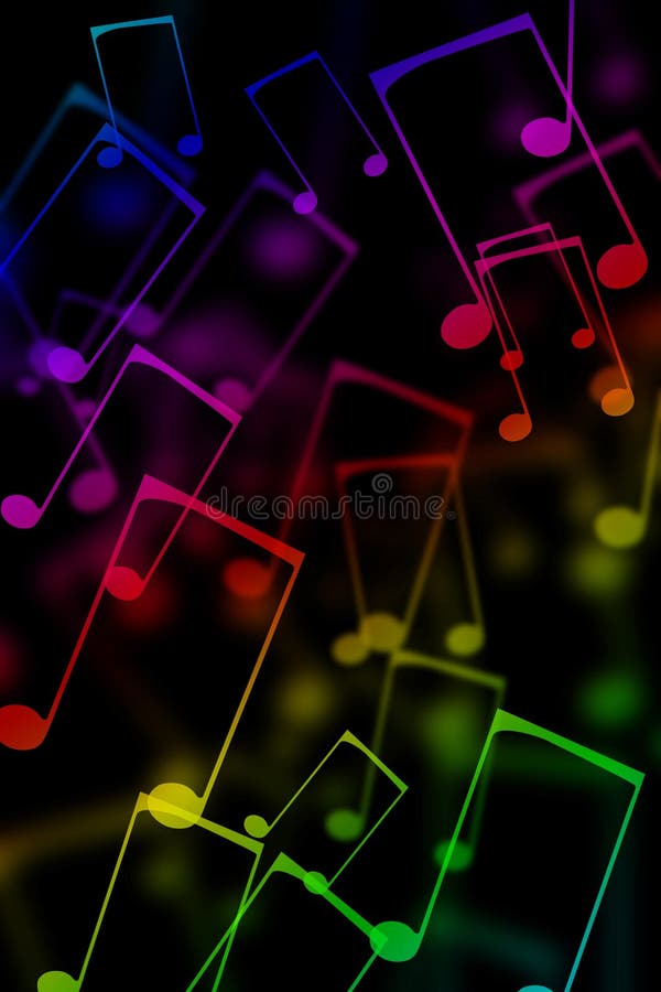 Colorful music notes on a black background. Colorful music notes on a black background