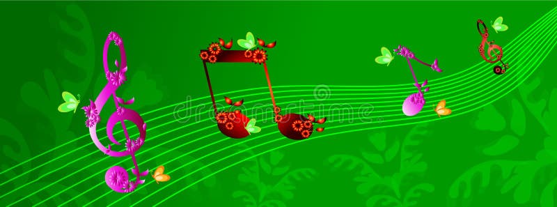 A green background with music notes- facebook timeline. A green background with music notes- facebook timeline