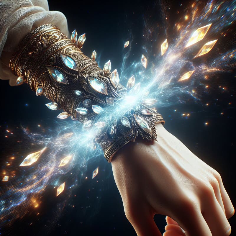 Wrist A wrist adorned with a band of shimmering crystals, amplifying the person's magical abilities, photorealistic, cinematic still, masterpiece. Wrist A wrist adorned with a band of shimmering crystals, amplifying the person's magical abilities, photorealistic, cinematic still, masterpiece