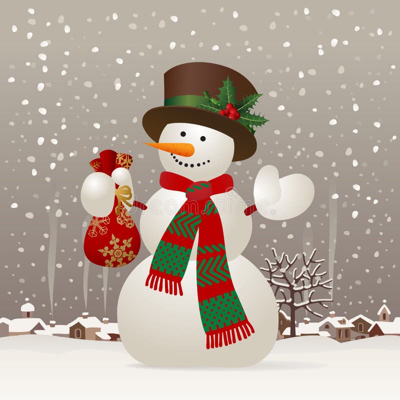 Muñeco de nieve de la Navidad y de los Nuevo-años stock de ilustración Muñeco de nieve de la Navidad y de los Nuevo-años stock de ilustración