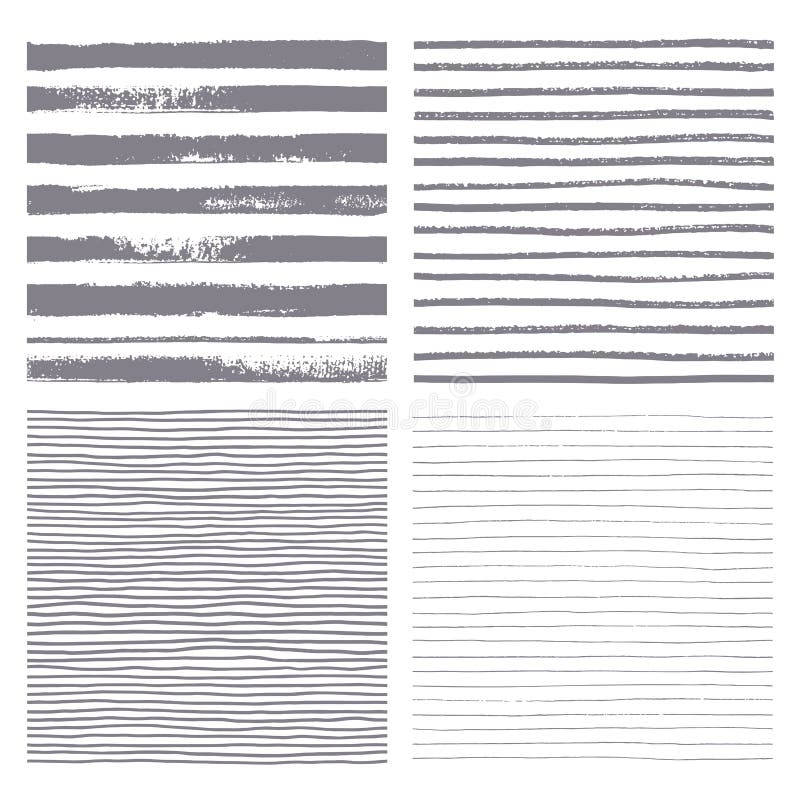 Brush stripes vector seamless pattern. Set of thin and thick lines. Vector texture. Brush drawn - rough, artistic edges. Isolated silhouette strip. Four variations of the striped backgrounds. Brush stripes vector seamless pattern. Set of thin and thick lines. Vector texture. Brush drawn - rough, artistic edges. Isolated silhouette strip. Four variations of the striped backgrounds.