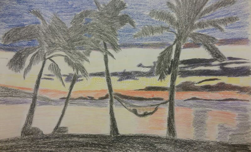 My Color Pencil Drawing Editorial Stock Image Image Of Sunset