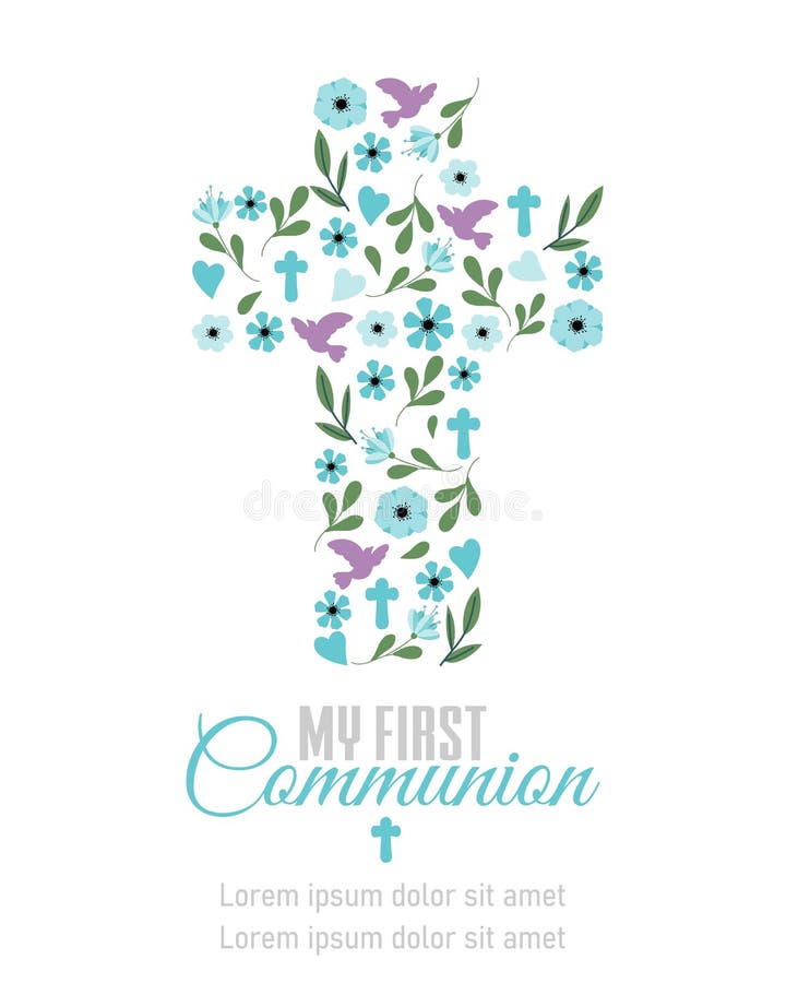 My first communion card. Floral crucifix.