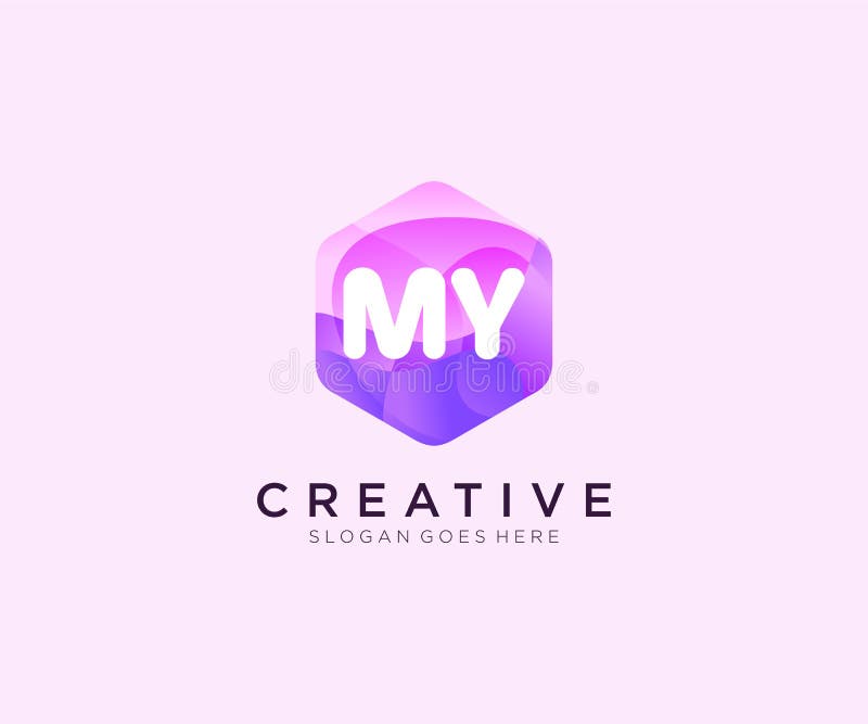 MY initial logo With Colorful Hexagon Modern Business Alphabet Logo template vector stock illustration