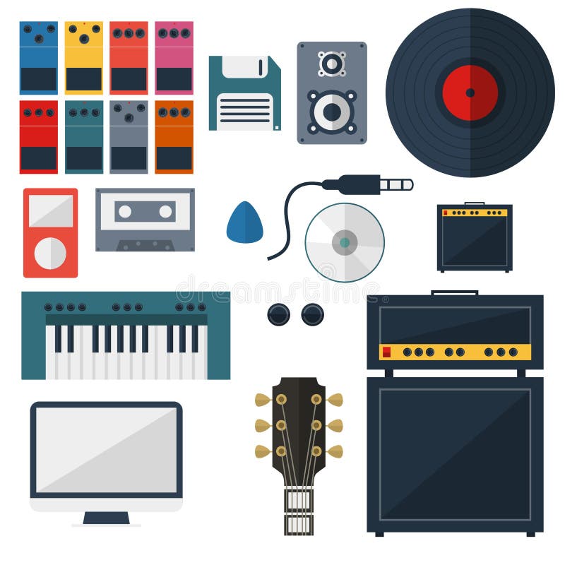 My Music Studio Instrument Flat Design vector illustration